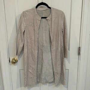 DROMe Beige Leather Lightweight Jacket with Silver Speckles